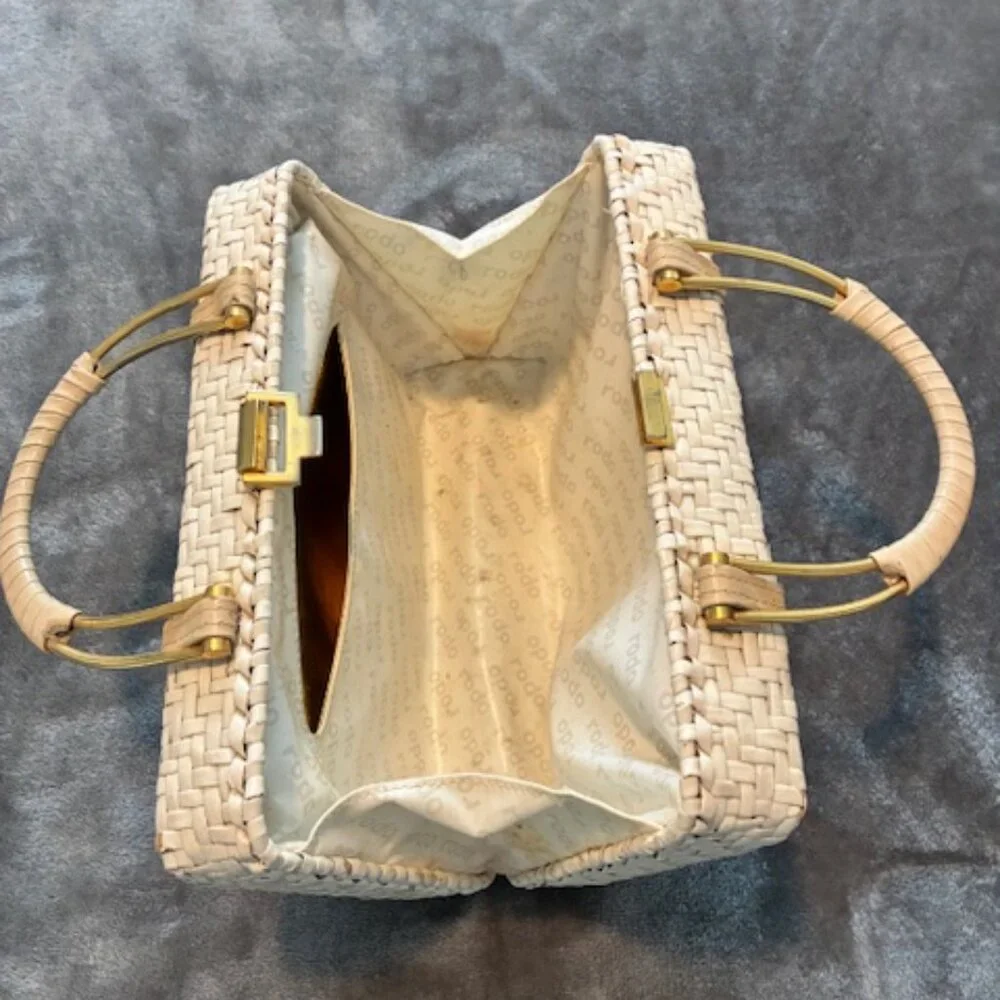 RODO Italy Vintage Woven Straw Basket Handbag - RARE - Picture 5 of 7